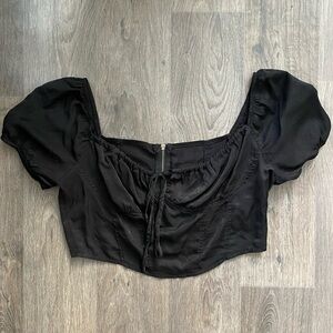 Black Satin Bustier Milk Maid Crop Top